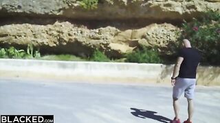 A sexy blonde is getting fucked by two black guys in intense dp action