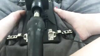 A girl gets her clit ground and fucked by a machine until she cums