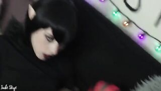 Mavis Dracula gets her fangs dirty with cock sucking and swallowing