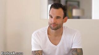 The hot Latina Eliza Ibarra dances with her tattooed Frenchman lover in the sheets