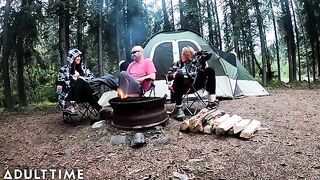 POV of two hot poly wives taking turns to please and fuck in the wilderness