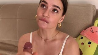 A promise of gentle blowjob turned into a mess on her bra