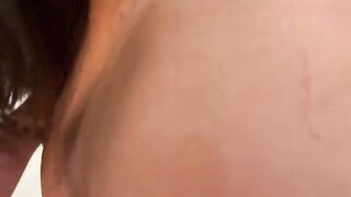 Brunette woman fucked in the kitchen by her stepbrother and she swallows all his cum