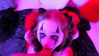 A kinky clown made a blowjob and received a facial finish in this hot video