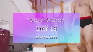 Pervert step son creampied his step mom on the stairs