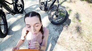 Petite cyclist takes tourist on a thrilling ride with her