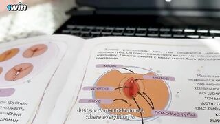 Stepmom explained to her stepson the structure of the female genital area