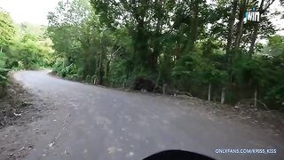A girl has her first motorcycle ride with a stranger and gets fucked in the jungle