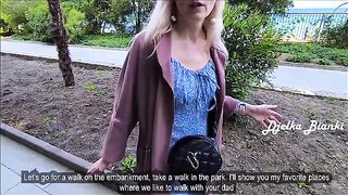 My stepmom forced me out and fucked me in public, just like a scene from Dirty Talk