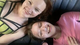 A group of people have an anal orgy on a bus, featuring young talent