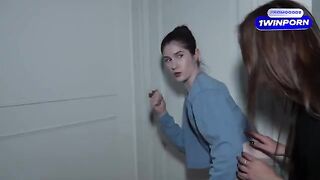 Two curious step-sisters spy on their step-parents and get caught up in their own passionate encounter