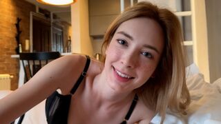 A girl is having fun with her boyfriend early in the morning