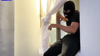 A masked thief breaks into the house of busty Latina milf Lina Henao