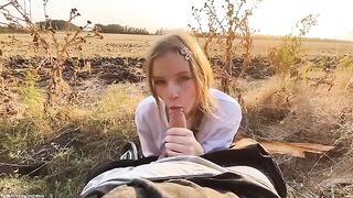 A blowjob in the park from a stunning Russian blonde with a gentle touch