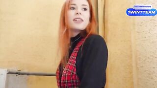 Busty girl fucked in the vestibule and at the YouTuber’s house