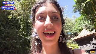 Public blowjob and cum walk on waterfall with many people around - daring fetish act