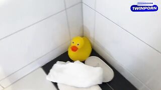 A stepson got caught masturbating by his stunning stepmom in the bathtub
