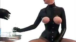 Beautiful lesbians in latex suits couldn't resist their desire to fuck