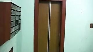 A blowjob on the balcony with a hot blonde babe