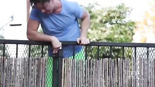 A neighboring guy gets a taste of the busty brunette