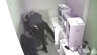 The camera is filming the sex at the workplace
