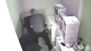 The camera is filming the sex at the workplace