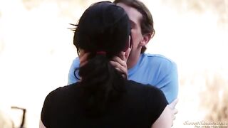 A couple engages in passionate outdoor sex under the sky