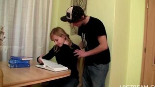 The girl in glasses gives her brother an unforgettable experience