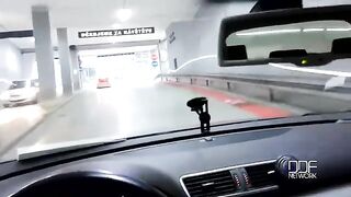 A blowjob from a girl while driving in the car