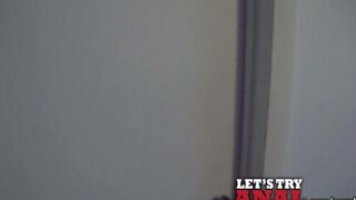 Blonde woman Kitty Jane fucked in her ass at home on the bed