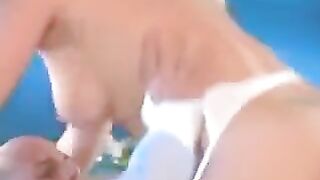 Hard and beautiful fuck in white stockings