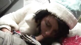 Two drunken Santa Claus guys fucked the Snow Maiden hard