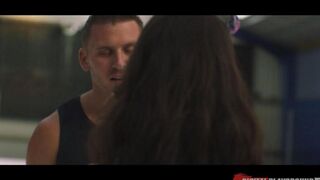 A cute fan got fucked by a hockey player in the stadium