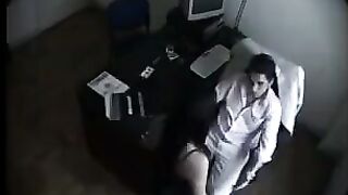 A hidden camera secretly filming a massage in the cabin. Super suspicious!