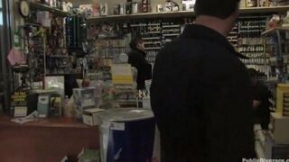 A little bitch was fucked hard in the store, she screamed