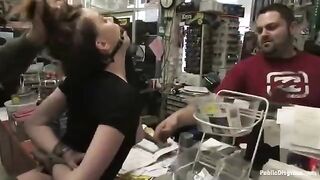 A little bitch was fucked hard in the store, she screamed