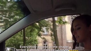 A new bride gets fucked by a taxi driver in his car