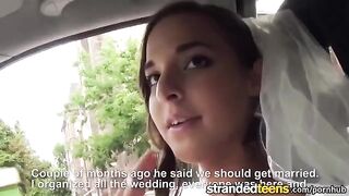 A new bride gets fucked by a taxi driver in his car