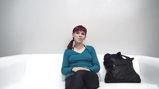 Red-haired 18-year-old agreed to fuck and do a blowjob at casting