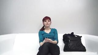 Red-haired 18-year-old agreed to fuck and do a blowjob at casting