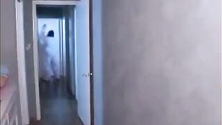 The monster forced the Asian girl to do a deep blowjob