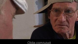 Two old people fucked by young girlfriends in an intense scene