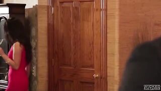 The sisters are giving a blowjob to their friend in the bathroom