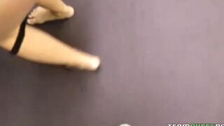 The cute fair-haired girl knows how to do a nice blowjob