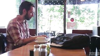 The guy met an Asian woman in the cafe and took her to fuck