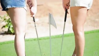 A beautiful woman is fucking with her lesbian golf partner