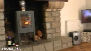 Barefoot French girl enjoys safe sex with a condom