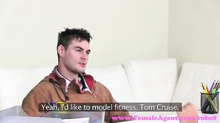 A blond girl is fucking with a guy at the casting couch