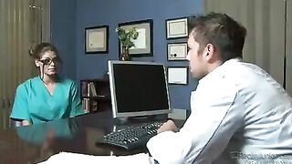 Two perverted nurses fuck with patients in a hospital setting
