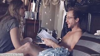 The seductive daughter gets fucked by her dad in a steamy scene
